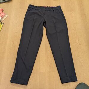 Savile Row sz 10 Women's Navy Blue Slacks d1322 Cuffed Work Pleated Belt Loops